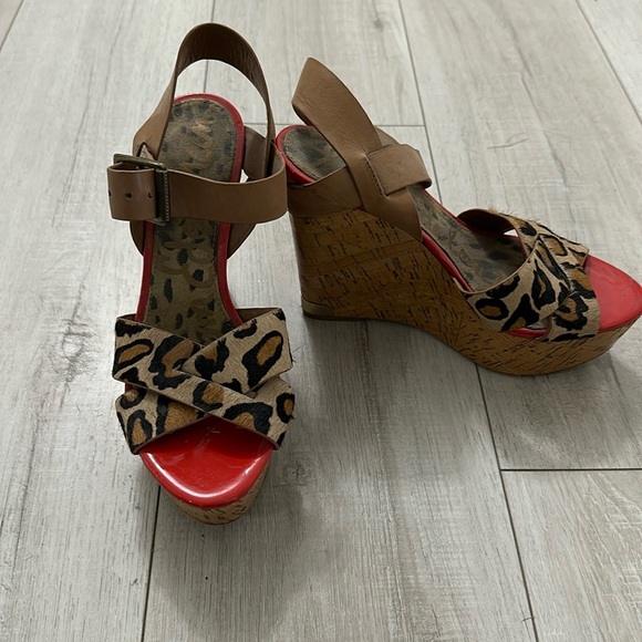 Sam Edelman leopard cork wedges - Picture 2 of 7